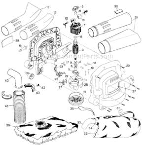 Page A Diagram and Parts List for BV500 Type 3 Black and Decker Leaf Blower / Vacuum